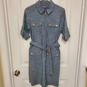 Belted Front Pocket Shirt Dress